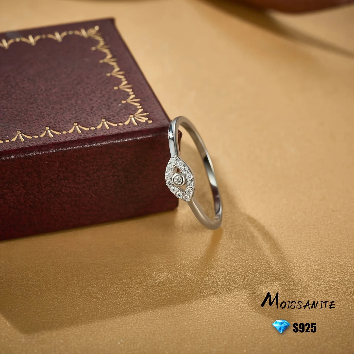 

925 Sterling Silver 0.07 Carat Moosanite Devil's Eye For Women Engagement Ring, Women's Fashion Jewelry, Engagement And Wedding
