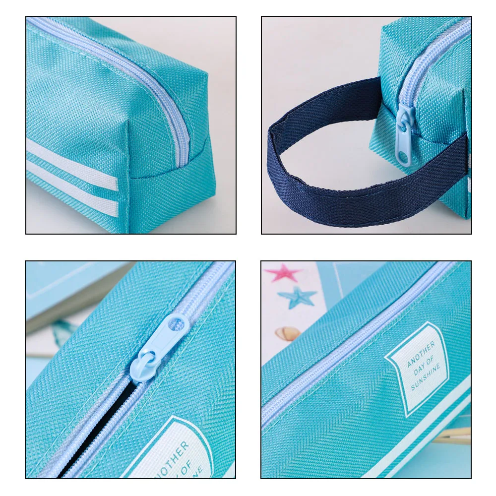 Практичная полосатая сумка для карандашей, вместительная сумка для хранения канцелярских принадлежностей для студентов