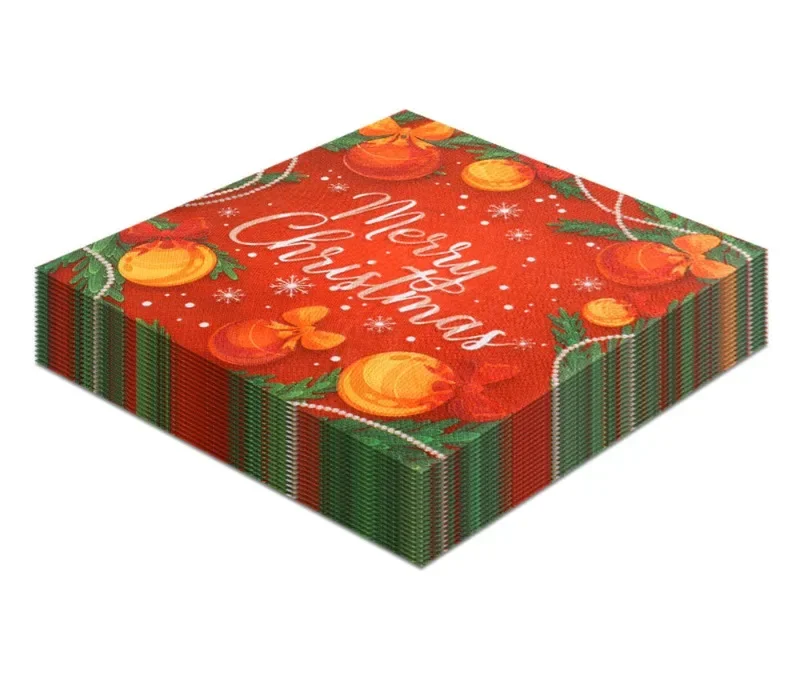 

20pcs 33cm 2Layer Christmas Bell Printed Napkins Party Atmosphere Paper Disposable Meal Mat DIY Decoupage Paper