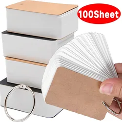 100Sheets Kraft Paper Blank Flashcards with Binder Rings Spiral Notepads Detachable Notebooks Study Cards Book Kawaii Stationery