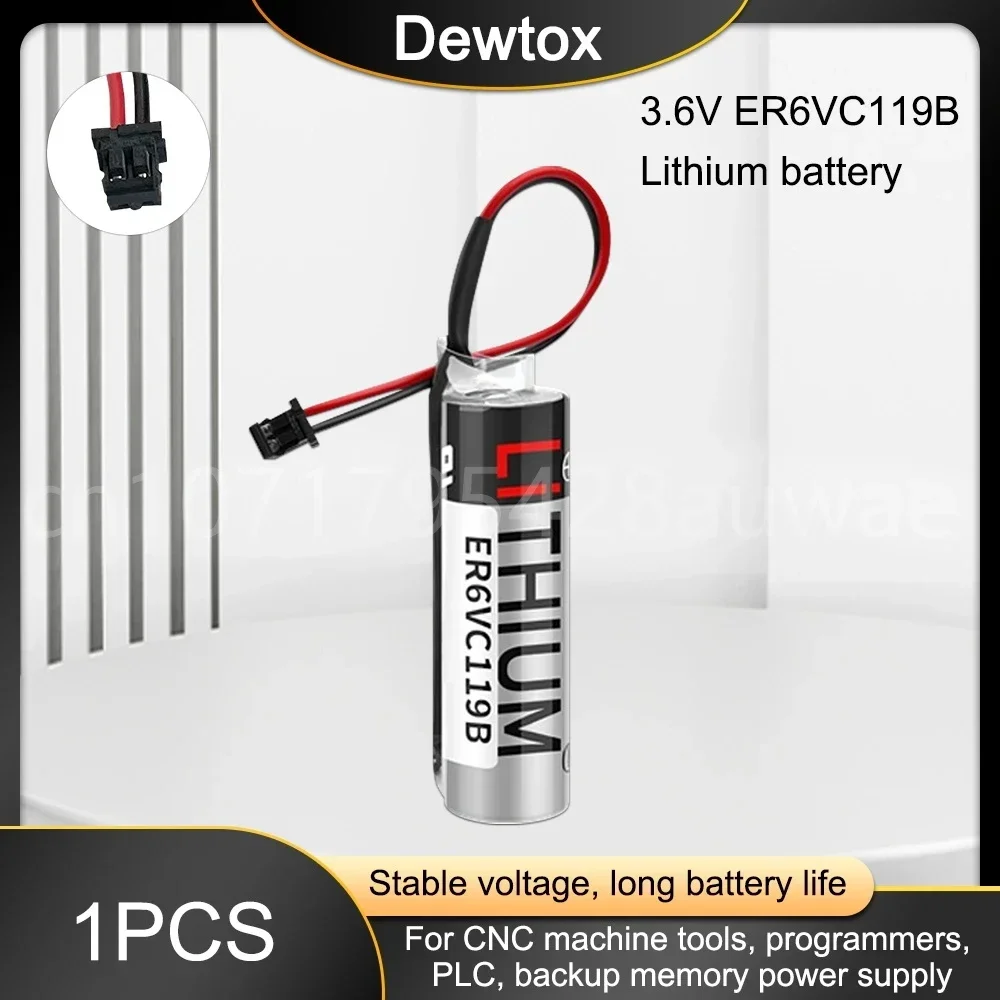 1PCS Original New ER6V ER6VC119B Battery Pack 3.6V 2000mAh PLC Industrial Lithium Batteries with Black Plugs Connectors