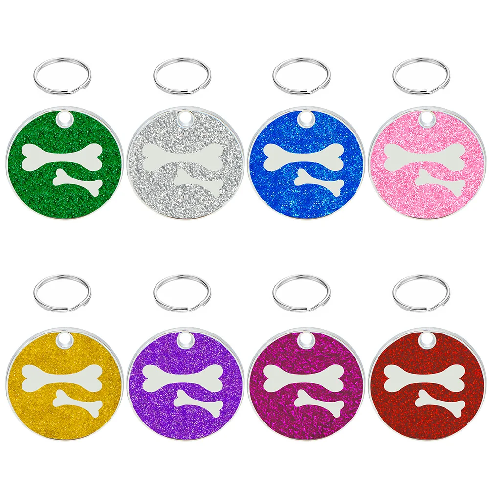 Wholesale 100Pcs Dog Tag Necklace Pendants Custom Pet Bone Name Tags Collar Accessories Anti-lost Puppy Nameplate Diamond Laser