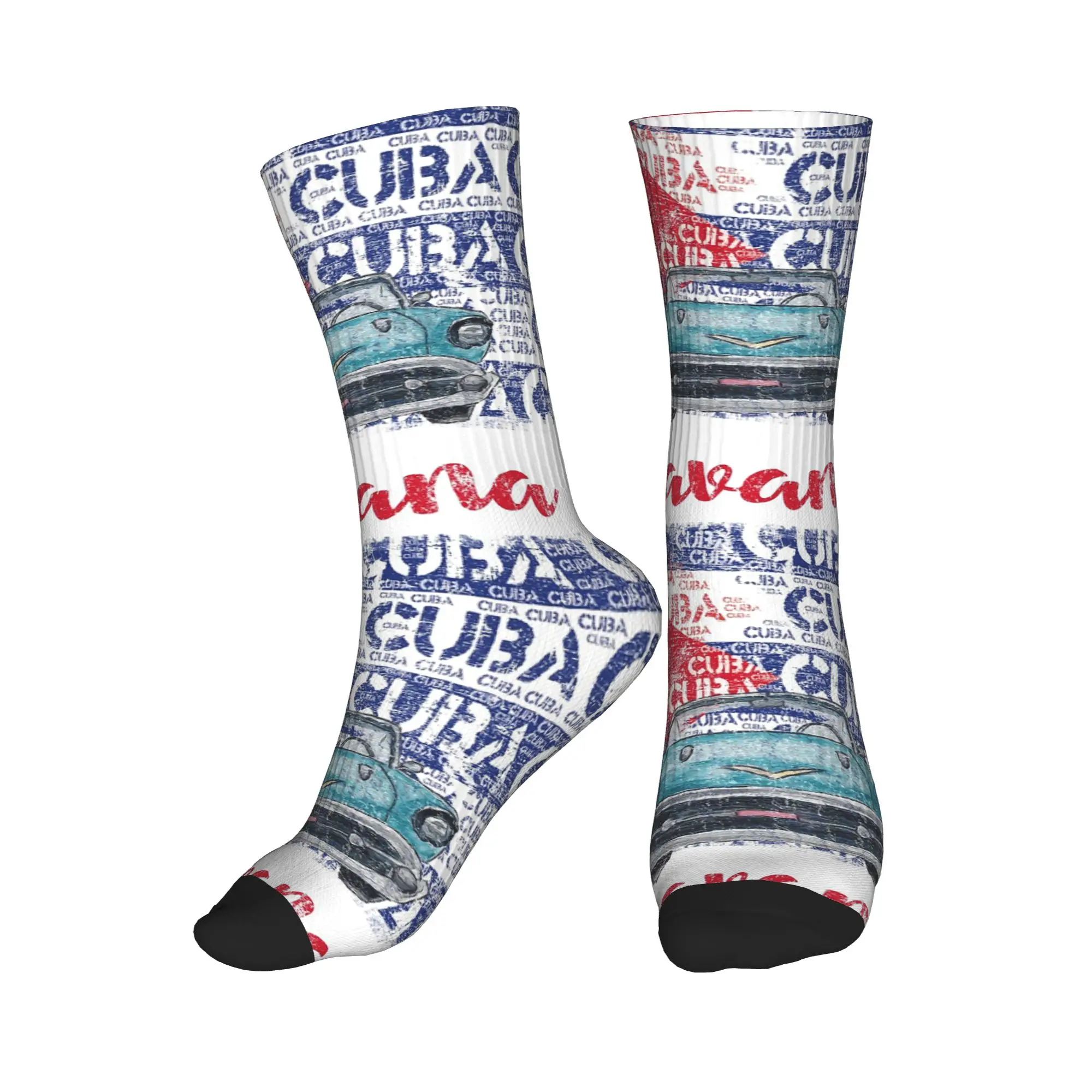 

All Seasons Cuba Cuban Havana Flag gift Sport Middle Tube Socks High Quality Crew Socks Casual Stockings for Men Women