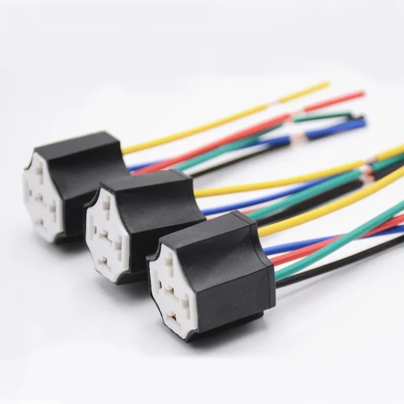 

5 Pcs 5 Pin Cable Relay Socket Harness Connector DC 12V 24V For Car Plug Ceramic Relay