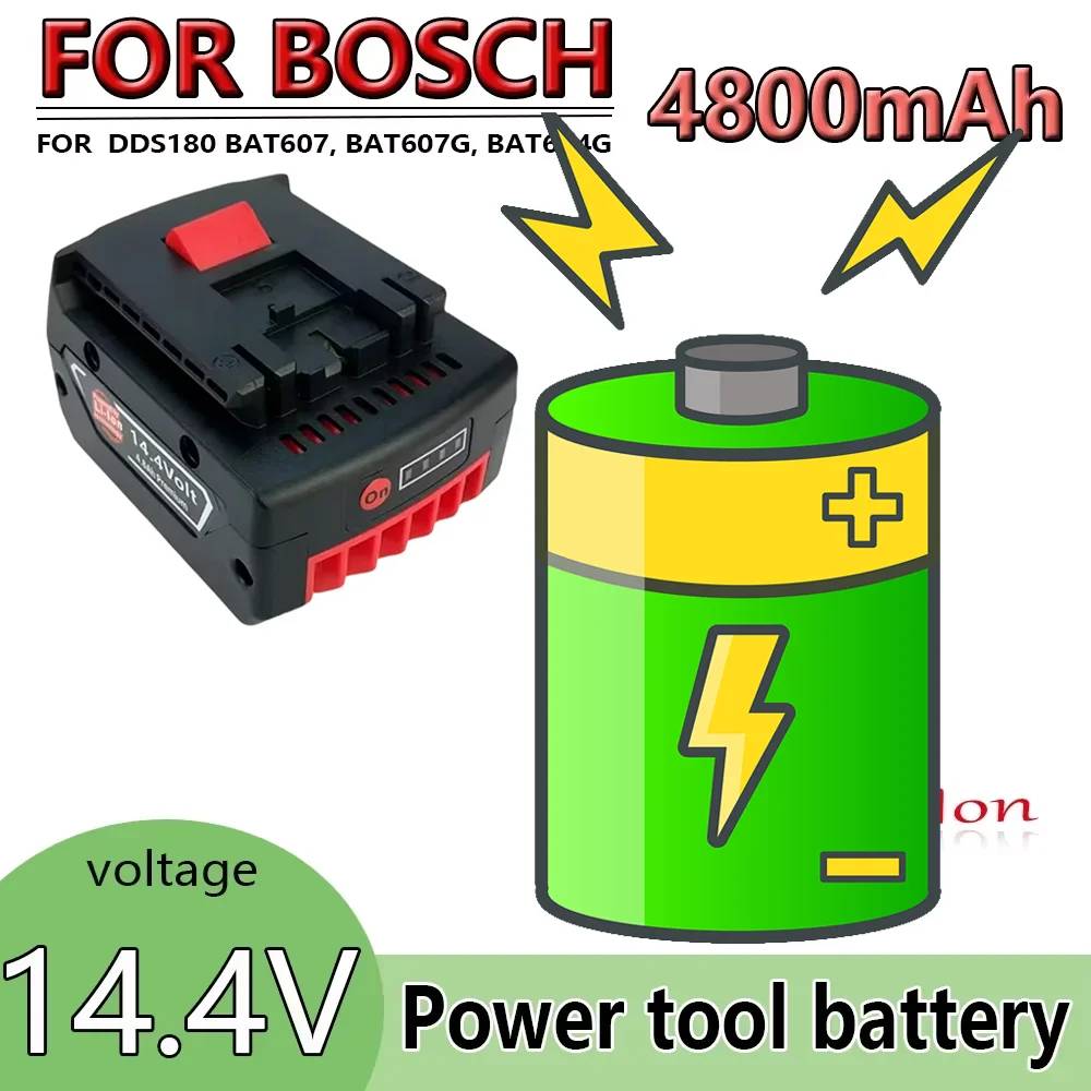 

14.4V 4800mAh Rechargeable Battery For Bosch Power Tool For GBH GDR GSR 1080 DDS180 BAT614G Replacement Li-ion Battery
