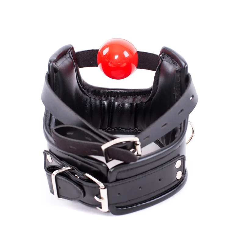 Bdsm Bondage Flirt Toys of Sex Slave Spong Leather Adjustable Collar with Silicone Open Mouth Ball Gag for Men Women Couples