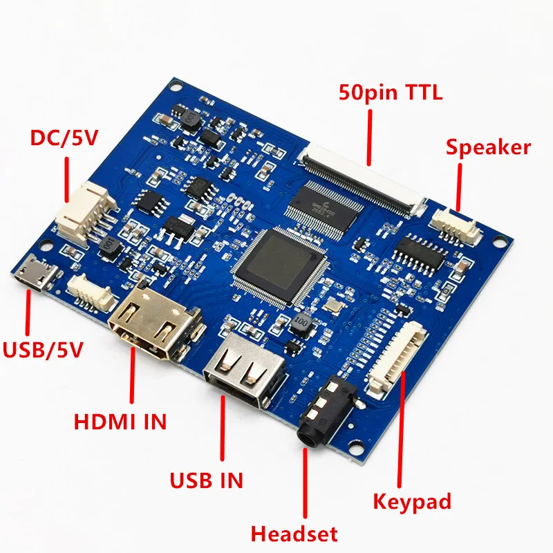 7inch AT070TN92 50Pin universal LCD controller for 7inch 8-inch 9inch 10.1inch resolution 800x480 ro1024x600 50pin LCD panel