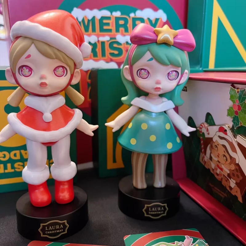 Genuíno laura série de natal edição limitada caixa cega figuras de ação boneca de fadas brinquedos coletar modelo caixa mistério crianças presente natal