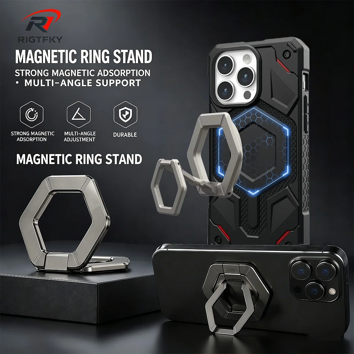 

Strong Magnetic Force Metal Foldable Bracket Magnetic Ring Holder for MagSafe Portable Cell Phone Support Car Phone Mount Stand