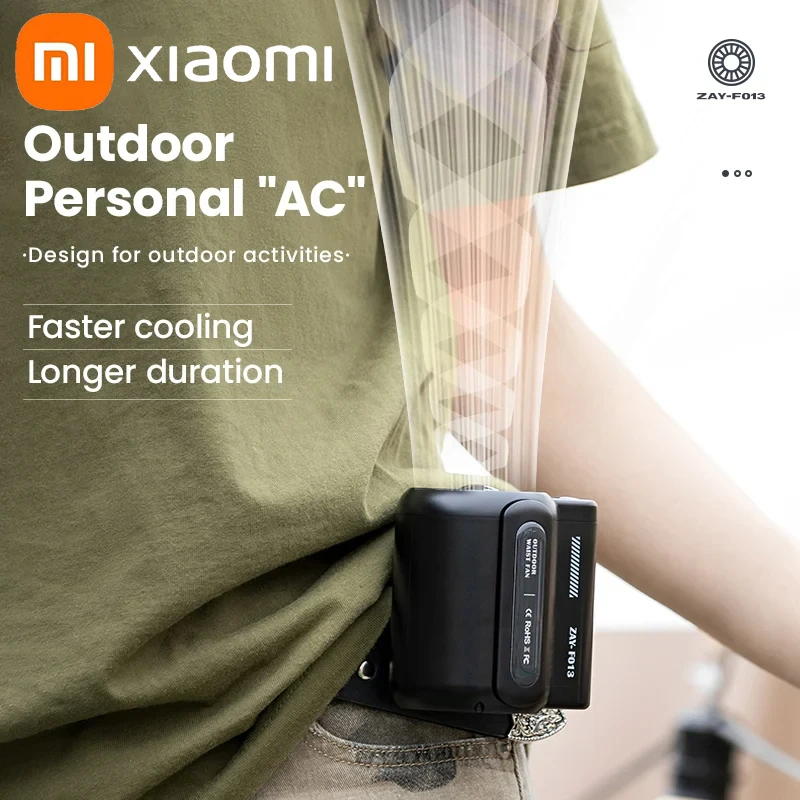 ใหม่ Xiaomi พัดลมพกพาแบบชาร์จไฟได้เอวเล็ก3สปีดแข็งแรงคลิปหนีบเข็มขัดสำหรับกิจกรรมกลางแจ้งงานฟาร์ม