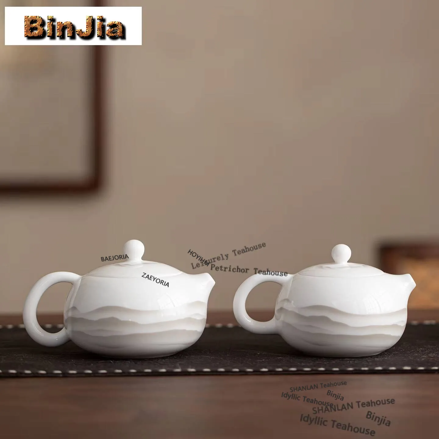 Mutton Fat Jade Ink Wash Distant Hills Teapot Ancient Tea Infuser Pot Tea Soaking Kettle With Ball Hole Teaset Ornaments Craft