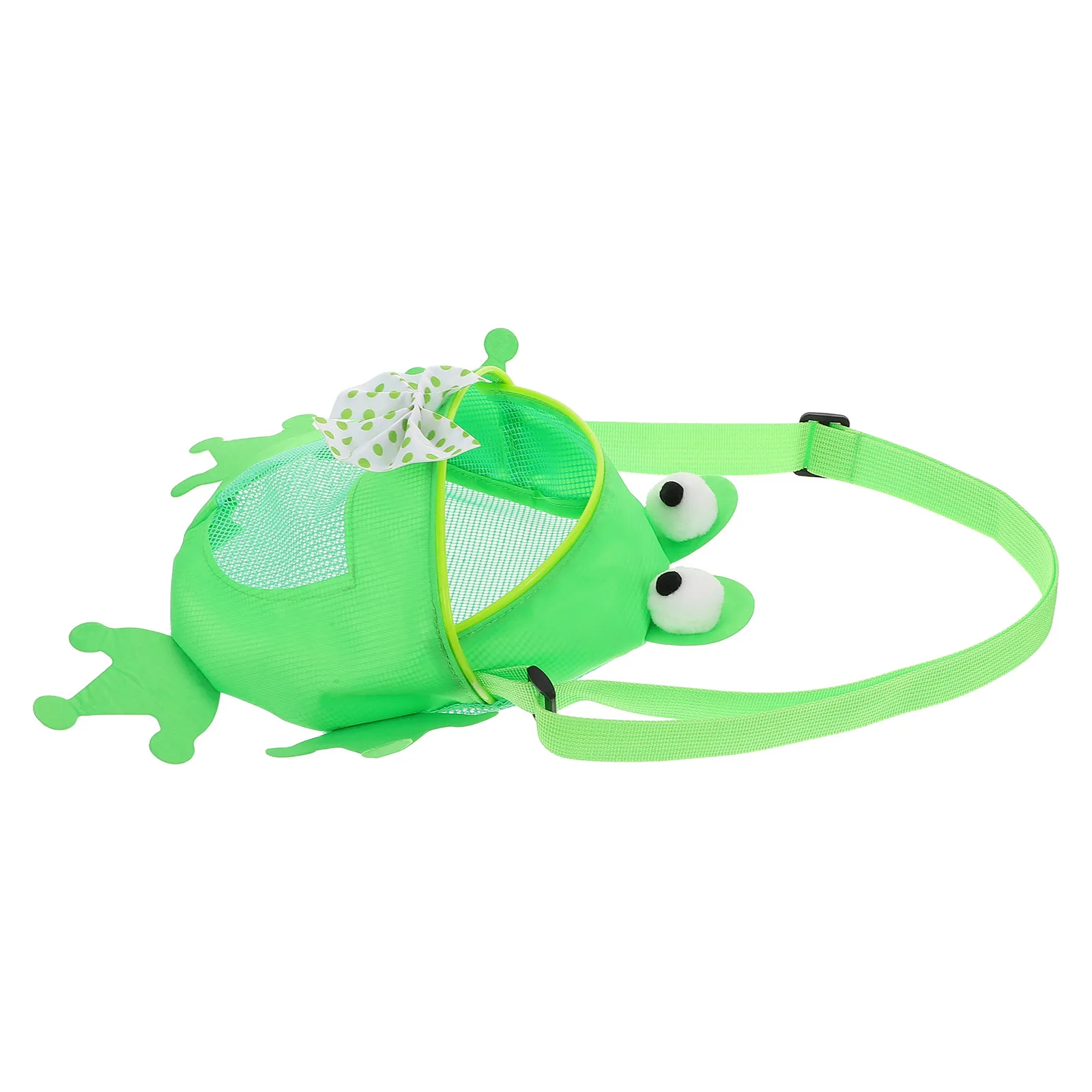 

Kids Frog Beach Mesh Bag Large Capacity Adjustable Shoulder Strap Sand Storage Bag for Pool Bath Shells Beach Essentials