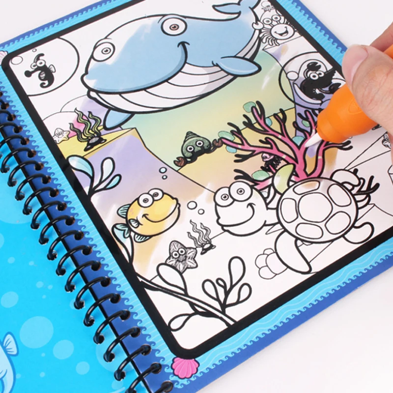 Livro de desenho mágico mágico para crianças, Coloring Doodle Mat, Canetas mágicas, Brinquedos Montessori, Tábua de pintura, Brinquedos educativos, Presente