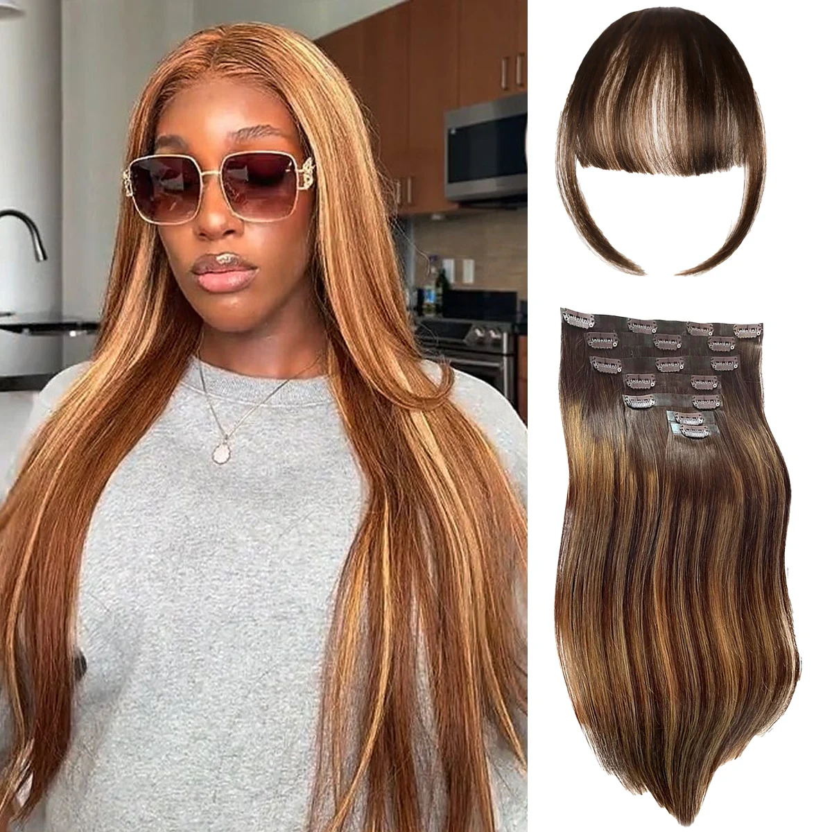 

Наращивание волос темно-коричневого цвета с эффектом омбре, прямые заколки для наращивания волос, человеческие волосы, 10 шт./компл., заколки для волос, медовая блондинка, толстые шиньоны