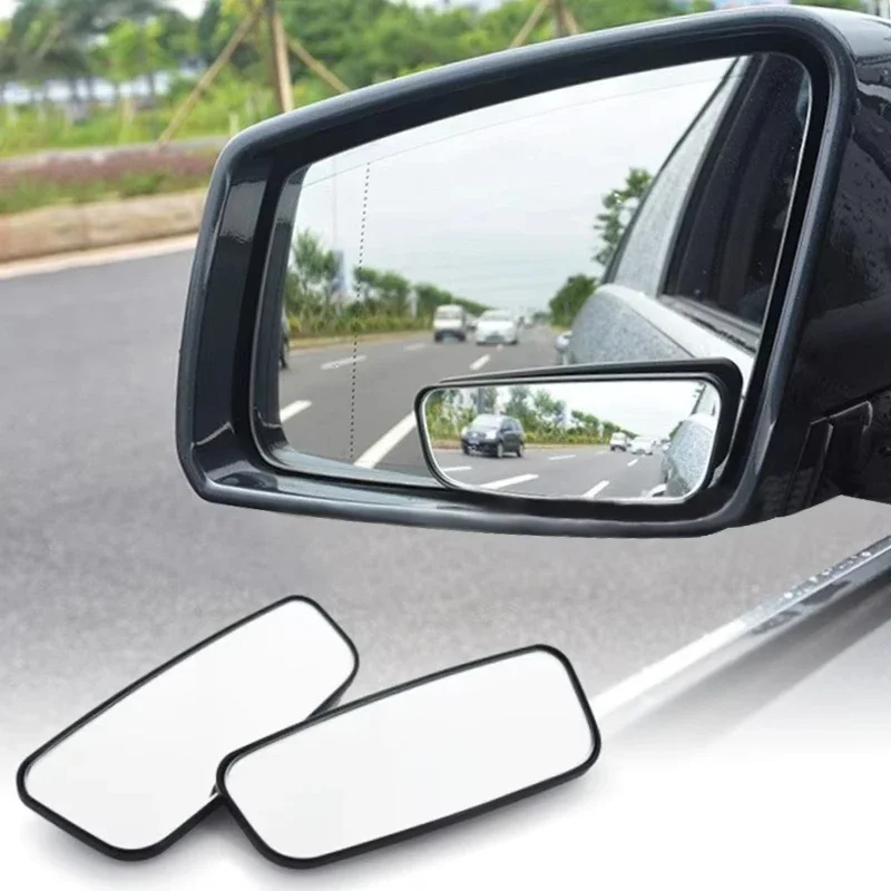 2Pcs Adjustable Blind Spot Mirrors Car Auxiliary Side Rearview Convex Mirror Rectangular Frame Wide Angle Mirror for Car Reverse