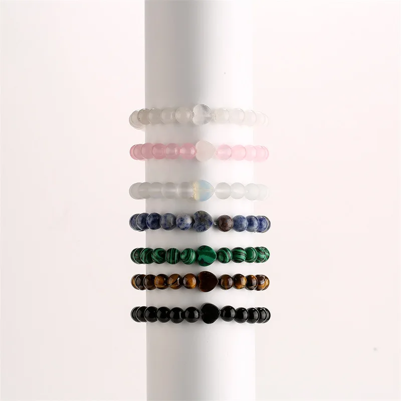 النساء 10 مللي متر القلب سحر 8 مللي متر جولة الخرز الأحجار الكريمة سوار شفاء شقرا كريستال تمتد مطاطا الروحية مجوهرات هدية #4