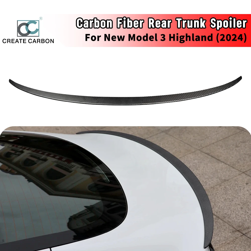 Carbon Fiber Spoiler Fit for Tesla New Refresh Model 3 Highland (2024+) Rear Spoiler Wing OEM Style Trunk Spoiler Lip Tail Wing