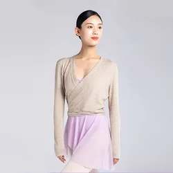 Mädchen Frauen Trikots Schnür mantel Ballett Top Kreuz lange Ärmel Wickel pullover Ballerina Gymnastik Ballett Tanz Aufwärmen für den Sieg