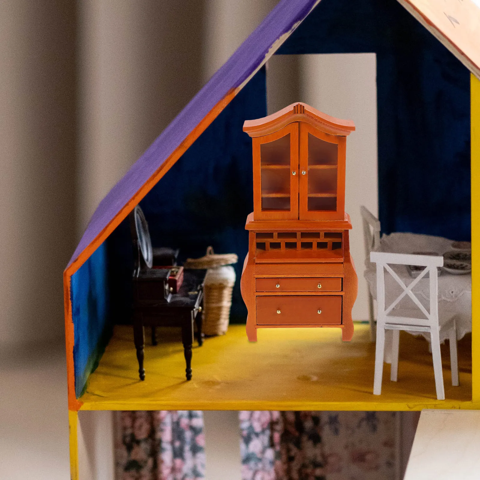 

Miniature Wooden Bookcase Mini Bookshelf Multi-Functional Storage for Mini House Furniture Miniature Furniture Accessories