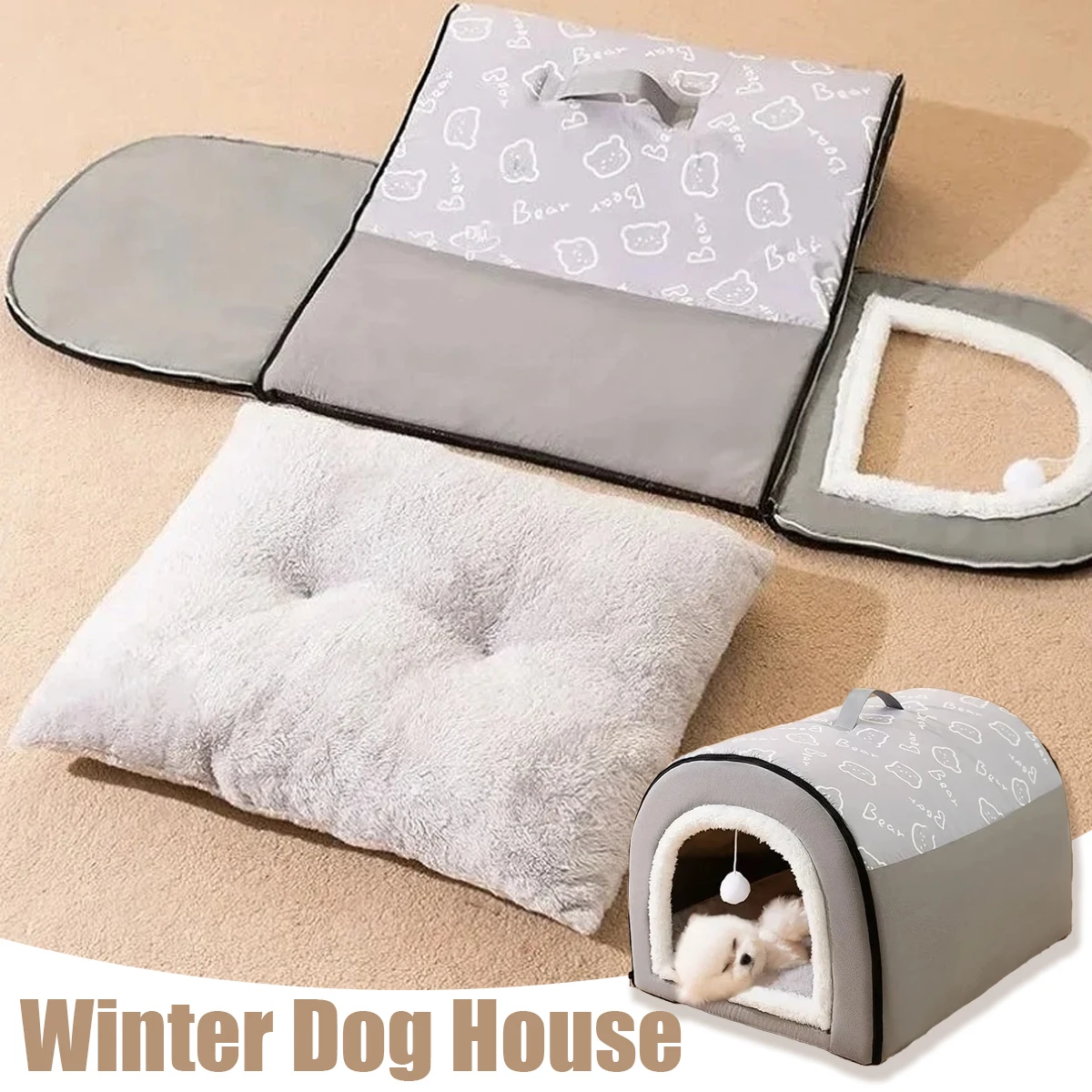 

Winter Warm Large Dog Bed Premium Winter Dog House Deep Sleep House Cat Nest Enclosed Pet Tent for Kittens Puppy Pet Supplies 개집