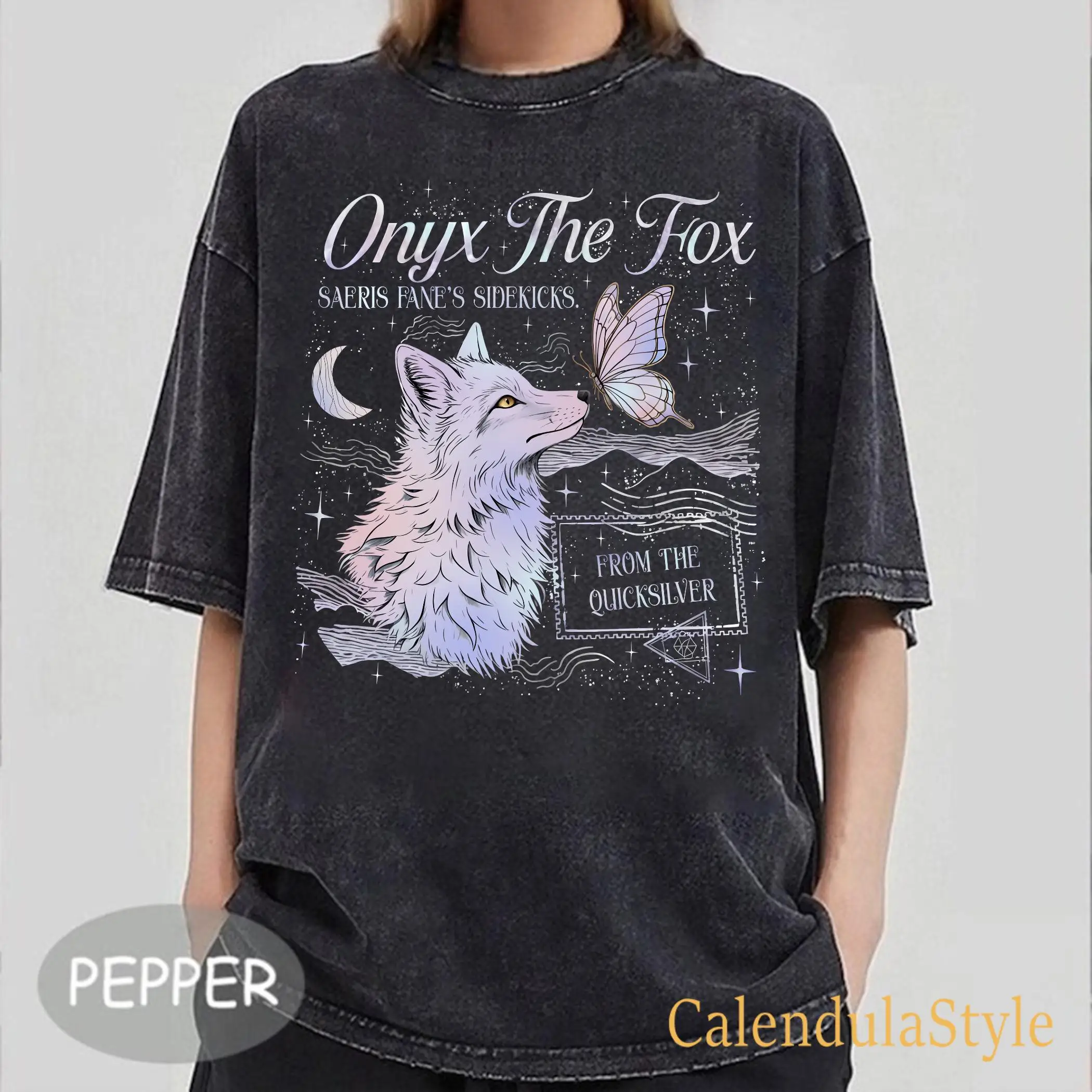 Onyx The Fox Tee Shirt T-Shirt, Saeris Fane Kingfisher T Shirt, Fae and Alchemy BrimStone,Gift for Readers, Gothic Dark Academia