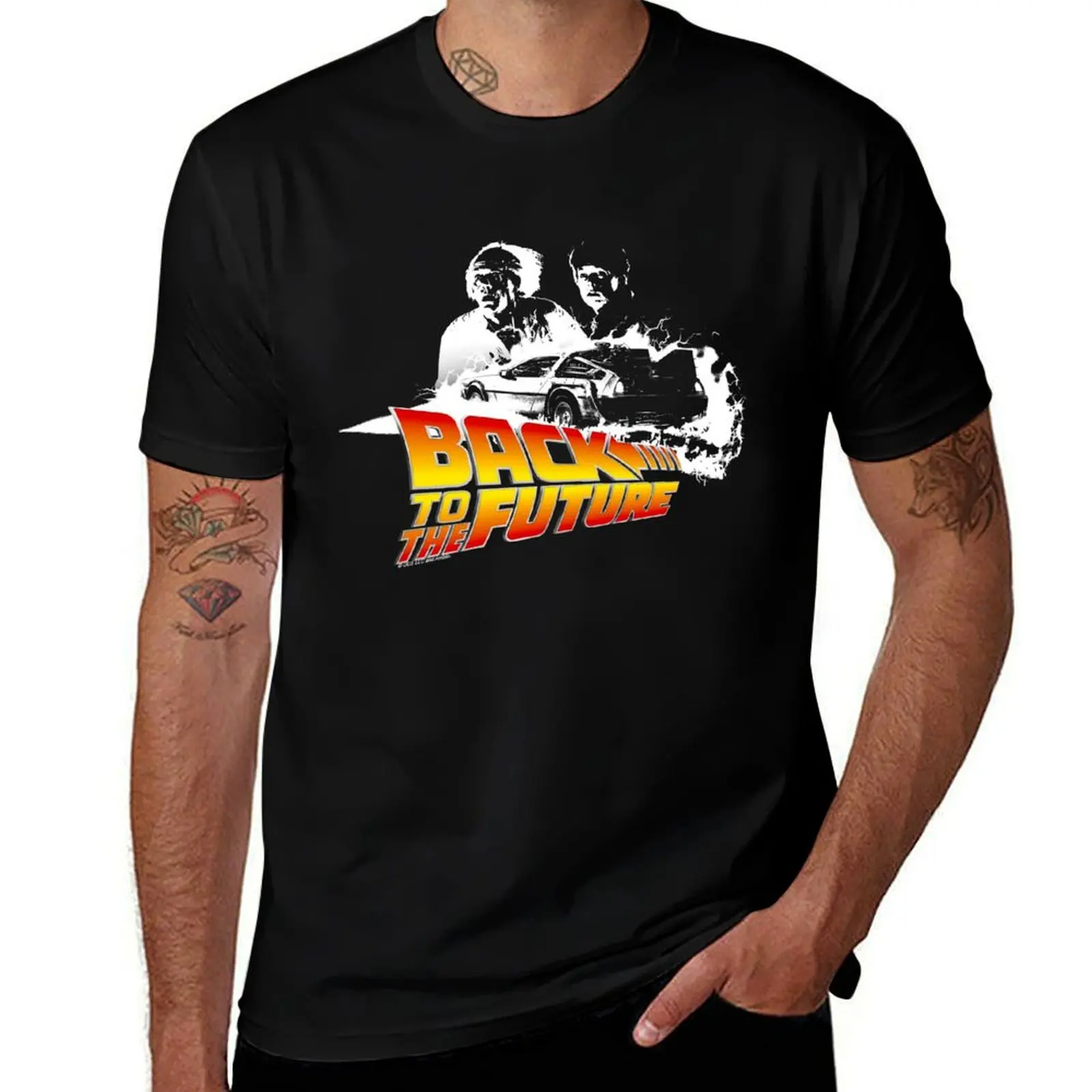 

t Fire DeLorean Fan - and cotton Doc Marty Art to Future shirt 100% T-Shirt Back men Tracks, the T-Shirt Stencil