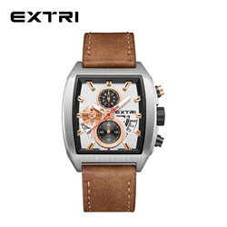 Extri Watch Best New Men Square Watches Leather Band Real Chronos Water Resistant Luxury Design Wristwatch 2024 New Watches