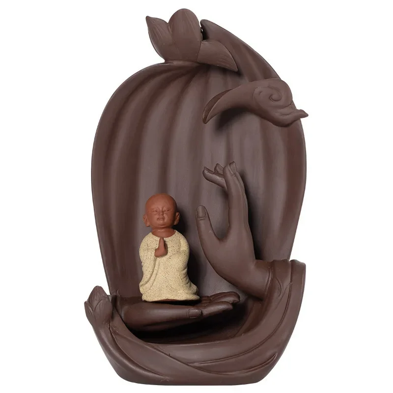 

Bergamot lotus zen ceramic ornament home retro flow aromatherapy burner manufacturer new direct sales purple sand reflux