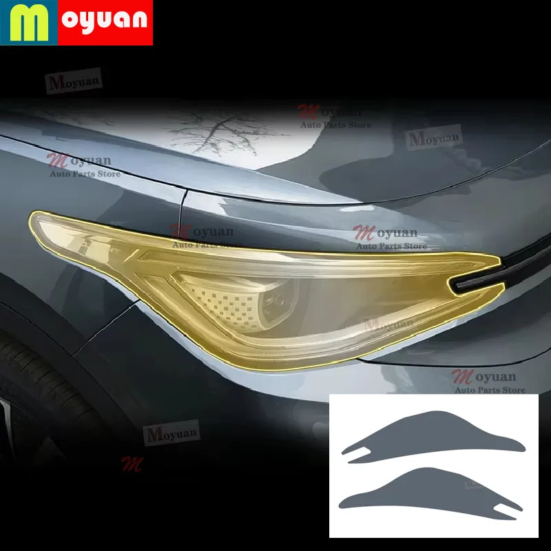 

For Volkswagen ID.4 X 2020-2023 CAR Accessories 2 Pcs Car Headlight Protective Film Transparent Black TPU Sticker
