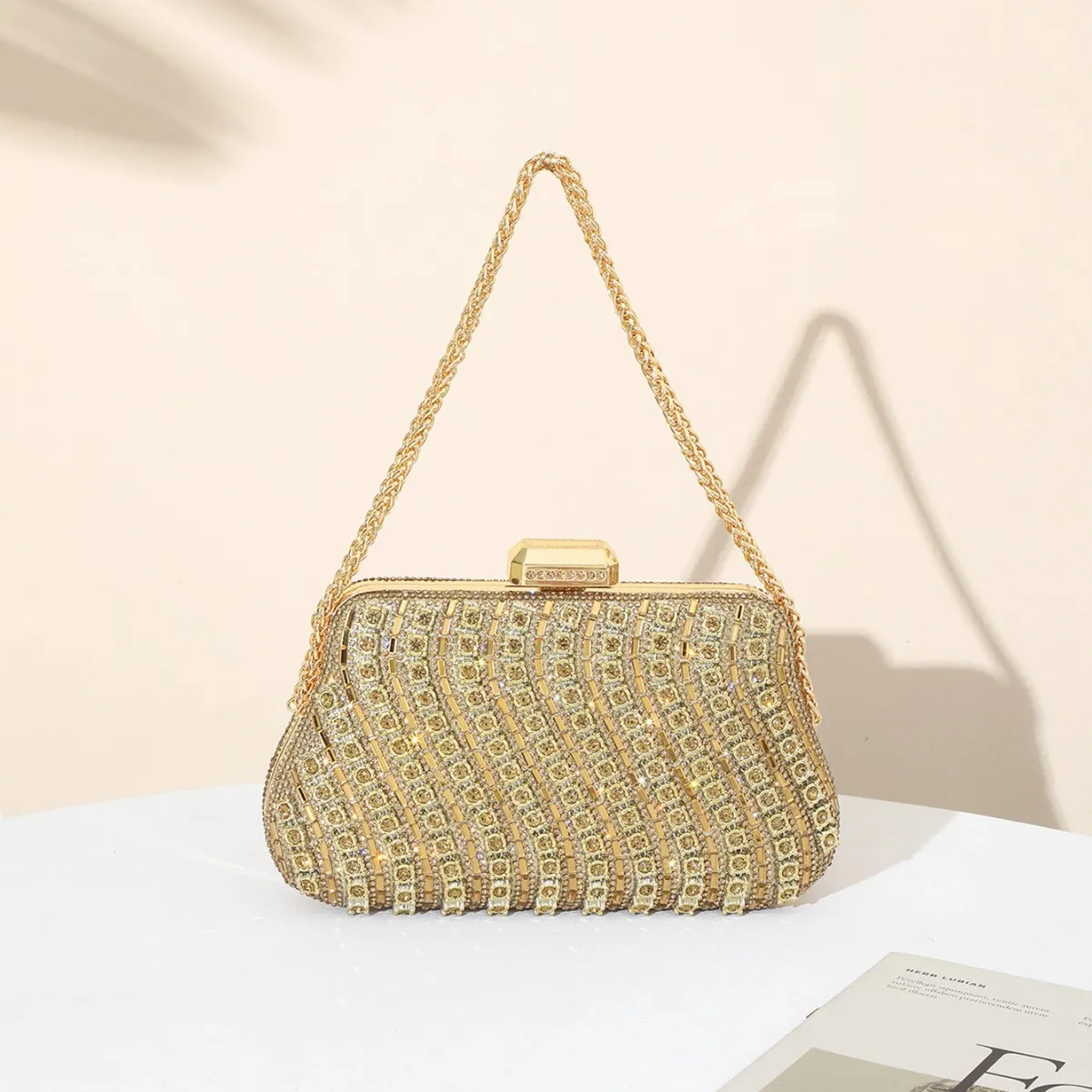 Crystal rhinestone dinner bag chain clutch bag light luxury fashion party wedding shoulder women's bag