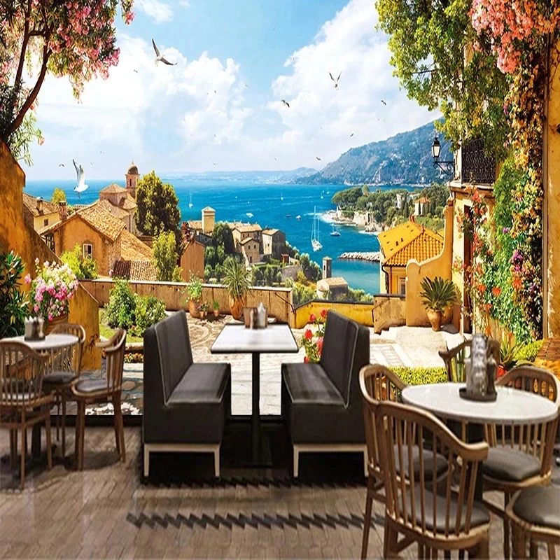 Custom 3D Photo Wallpaper European Retro Small Town Landscape Mural Cafe Restaurant Bar Living room sofa TV background bedroom