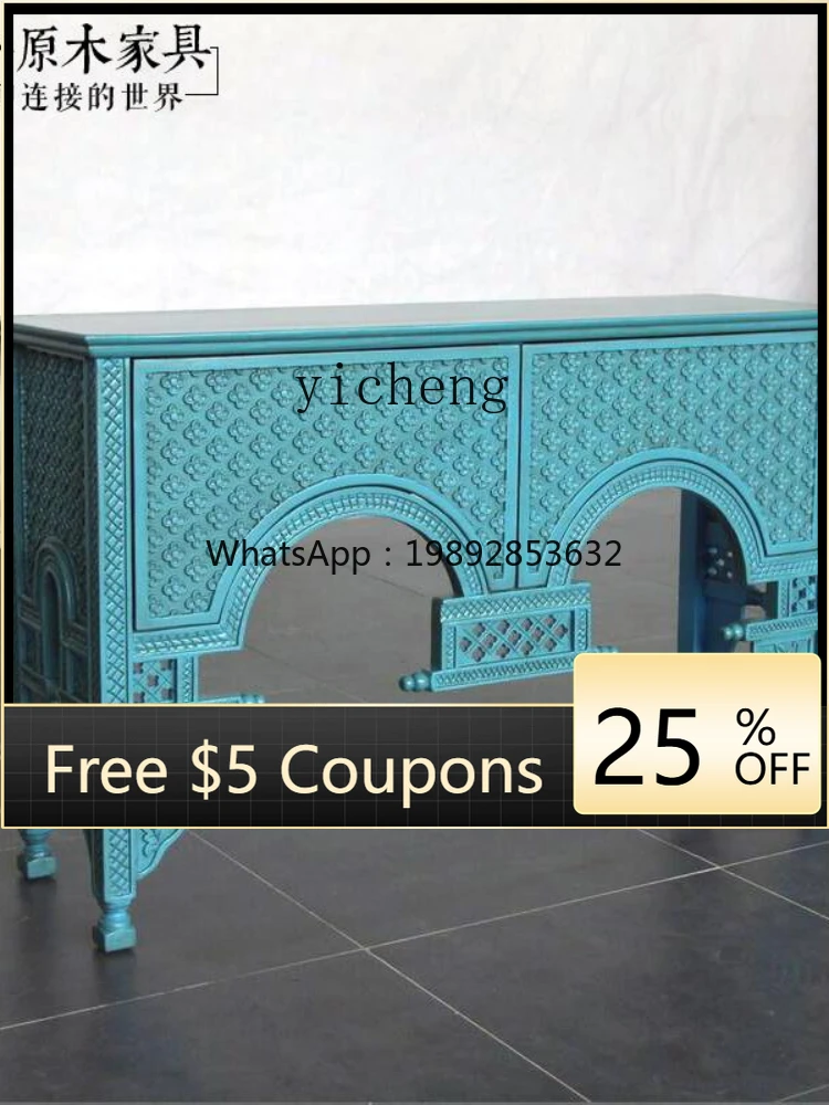 

ZZ Turkish Retro Thai Club Furniture Thai Solid Wood Console Entrance Cabinet