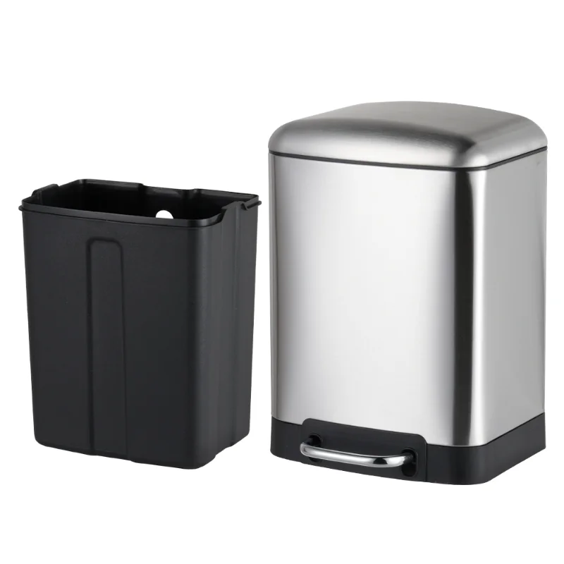 

Home Bathroom Household Cleaning Tools Accessories Stainless Steel Square Foot Pedal Trash Can Waste Bin WBS015