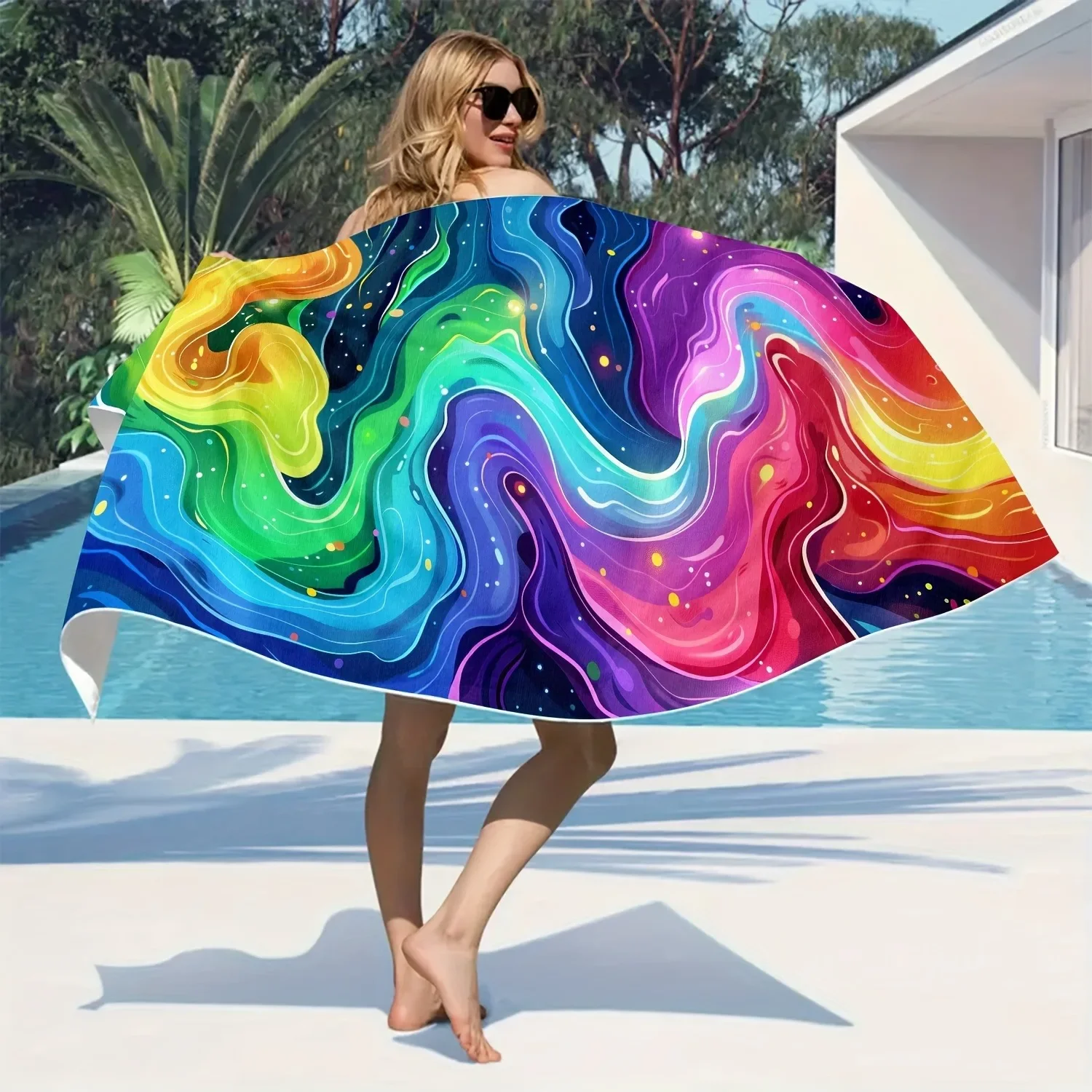 Colorful Galaxy-Printed Beach Towel: Dive into Summer Vibes! Suitable for towels, bath towels, beach towels