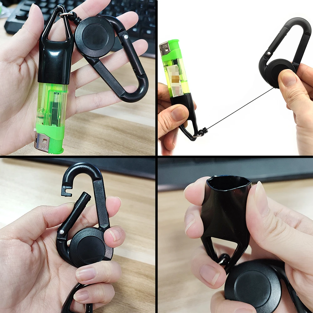 Lighter Holder With Retractable Keychain Windproof Lighter Protective Cover Sleeve Clip Tobacco Herb Smoking Accessories