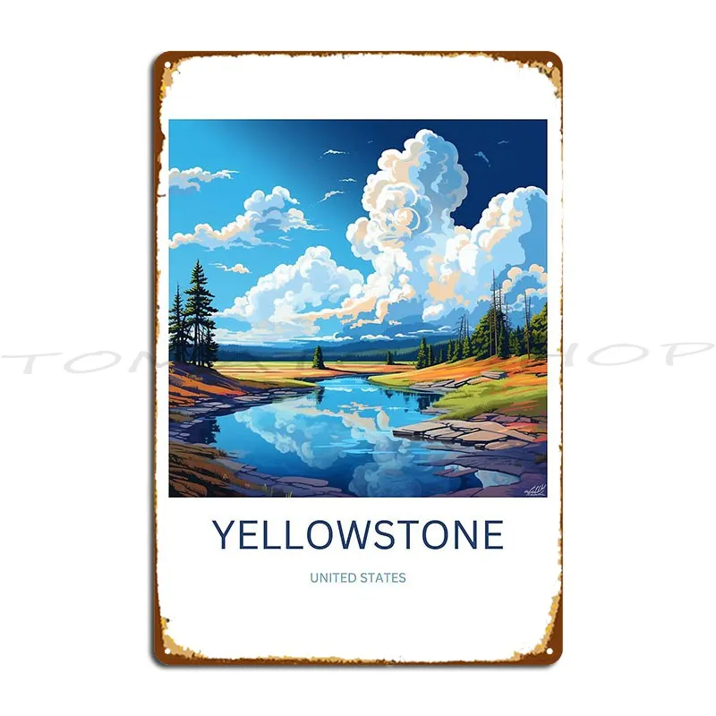Yellowstone United States Metal Signs Wall Mural Bar Rusty Wall Decor Designs Tin Sign Poster