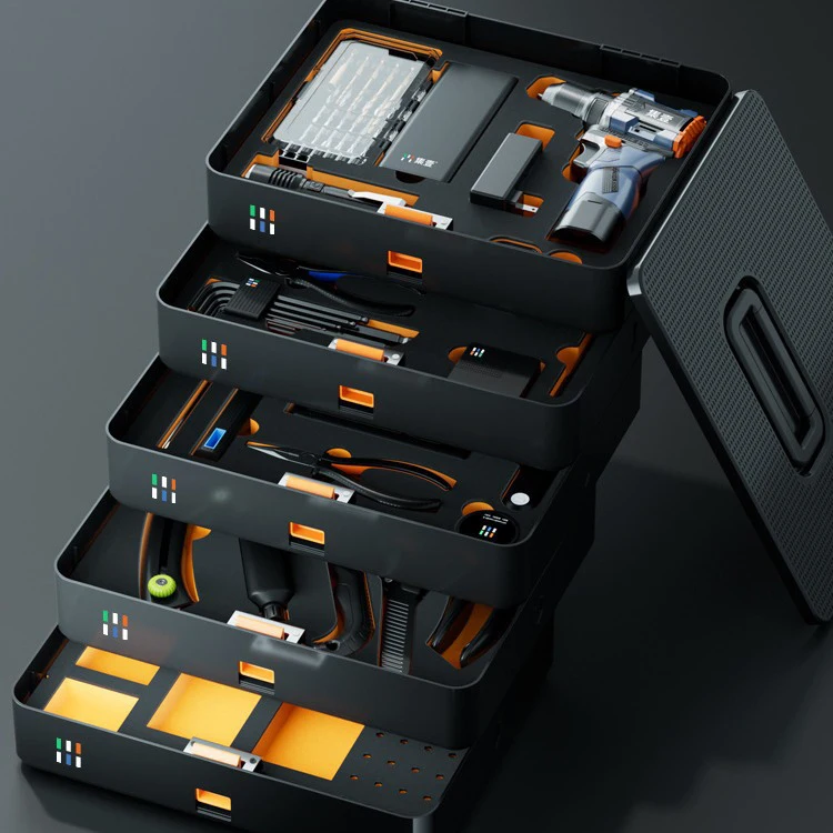 

Household Layered Folding Stacking Tool Box Multi-functional Hardware Electrician Lithium Electric Drill Portable Tool Box