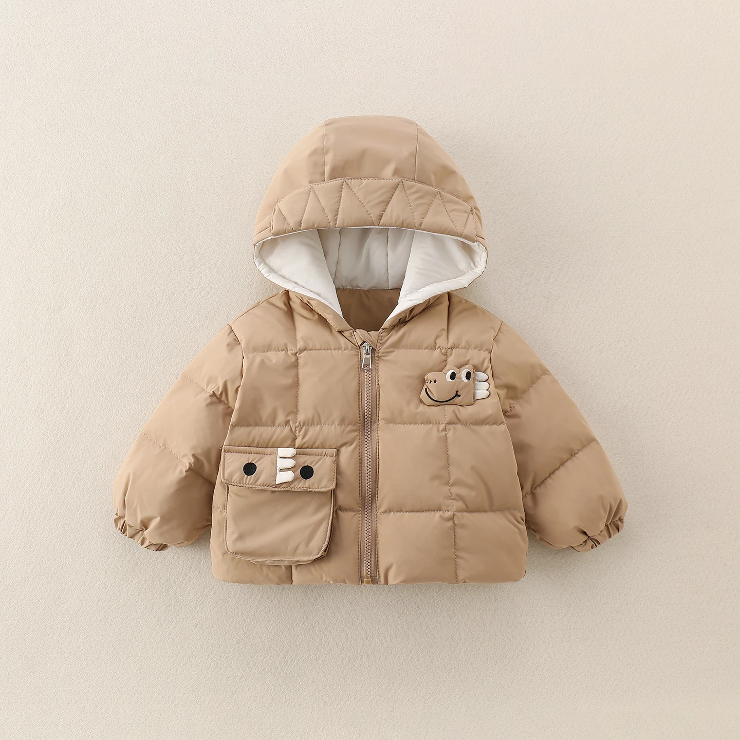 

Boys' Winter down Jacket Thick Warm Short Coat with Hood for Children's Clothing Polyester Fiber Long Sleeve T-Shirt Style