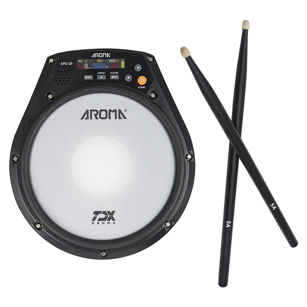 AROMA Tambor Ajustável Eletrônico Dumb Drum Pad Metrônomo Digital com Metrônomo / Contagem / Modo de Prática de Velocidade