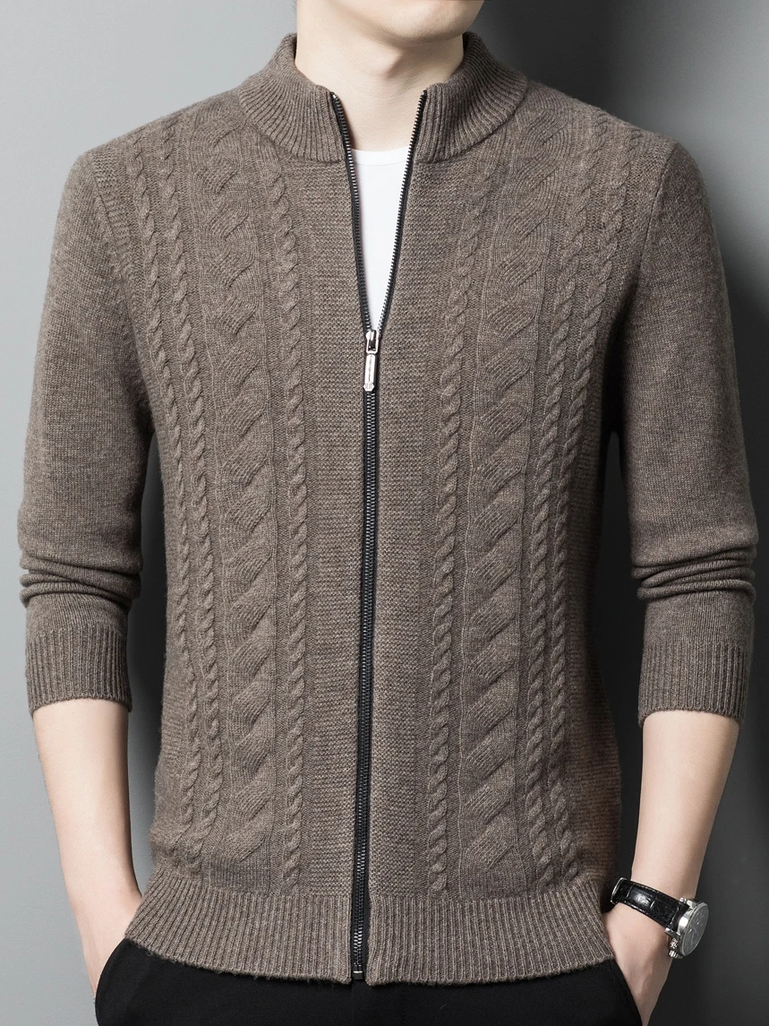 Mens Winter Cardigan zipper Sweater Male Knitted  thick Winter Korean Style Fashion Casual Knitted men Sweatercoats