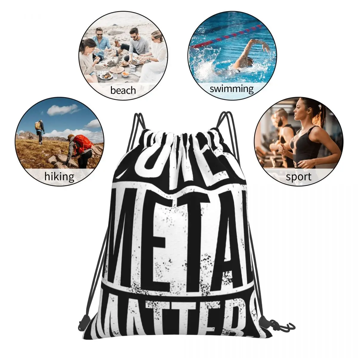 Power Metal Matters Backpacks Multi-function Portable Drawstring Bags Storage Bag Book Bags For Man Woman Students