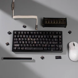 Black Marble Keycap Set 152 Keys PBT 5-Sided Dye Cherry Profile MX Switch Fit 61%-108% Custom Mechanical Keyboard Keycaps Gift