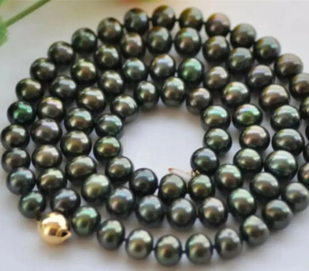 

36" 9-10mm Round Peacock-Black Freshwater Pearl Necklace