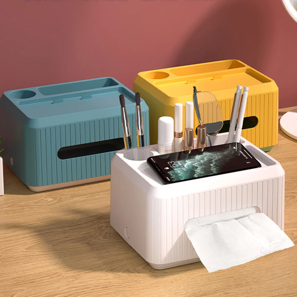 Household Tissue Box Creative Multi-Function Tissue Organizer Desktop Paper Holder Storage Case Home Accessory