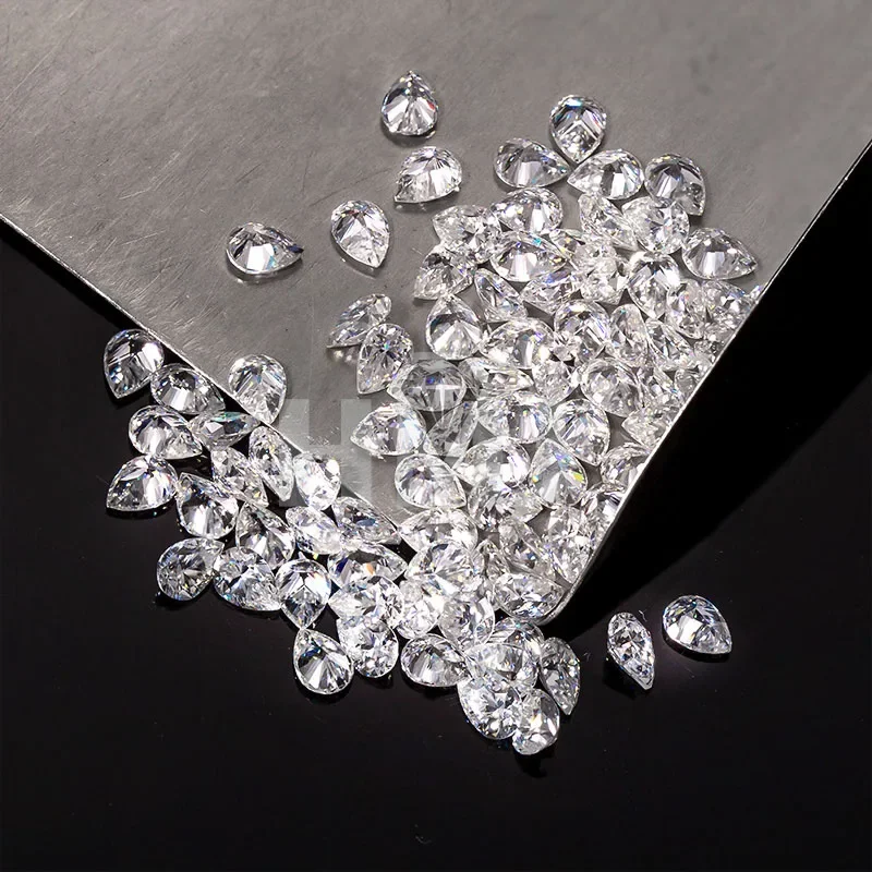 HMJ Loose Moissanite Diamond Stone Pear Cut D Color VVS Clarity Gemstones for Rings Necklace Jewelry Making with GRA Certificate