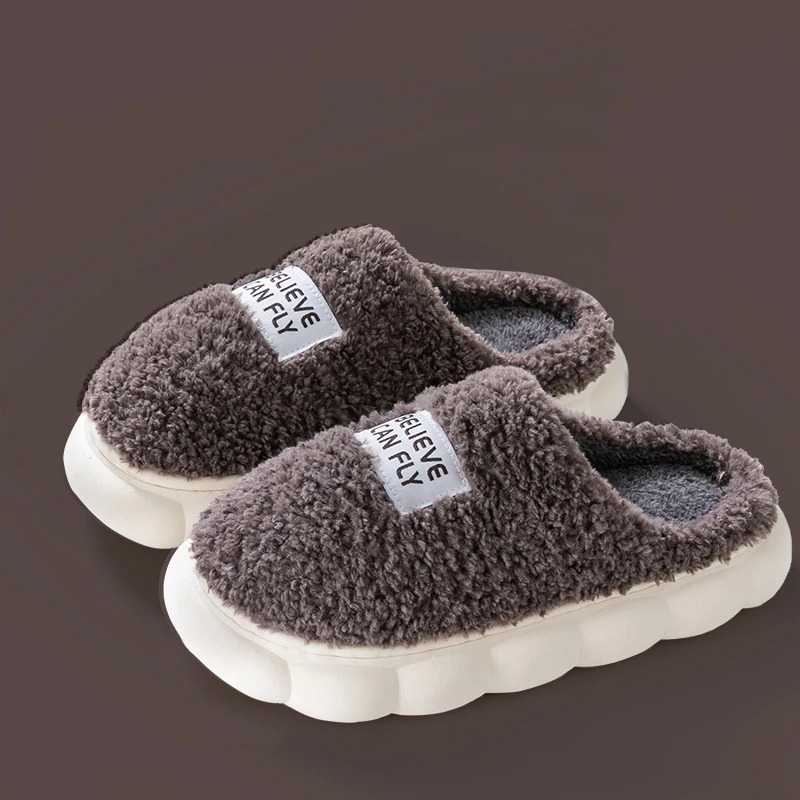 New Fashion Winter Soft Sole Mens Indoor Floor Non-slip Slides Bedroom Mule Warm Plush Slippers Male Home Casual Cotton Shoes