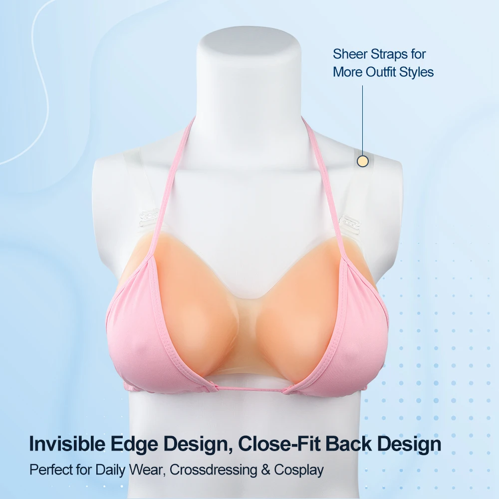 ONEFENG Pasteable Silicone Breast Prosthesis Shoulder Straps Fake Boobs Sticky Chest Enhancement For Crossdresser Transgender