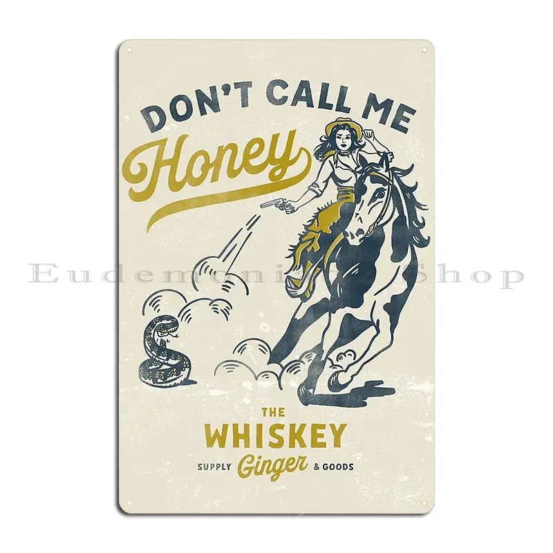 Don T Call Me Honey Retro Pinup Cowgirl On Horseback Shooting A Snake V 2 Metal Sign Poster Living Room Living Room