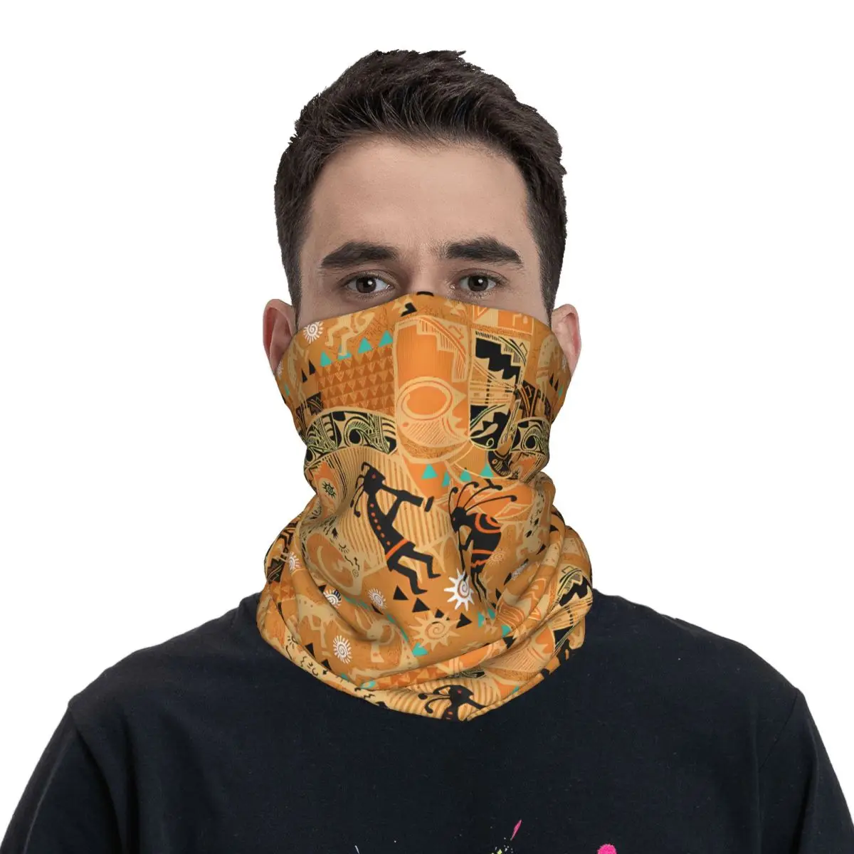 Gecko Thin Bandana Neck Gaiter Kokopelli Tribal Wrap Scarf Headband Neck Cover