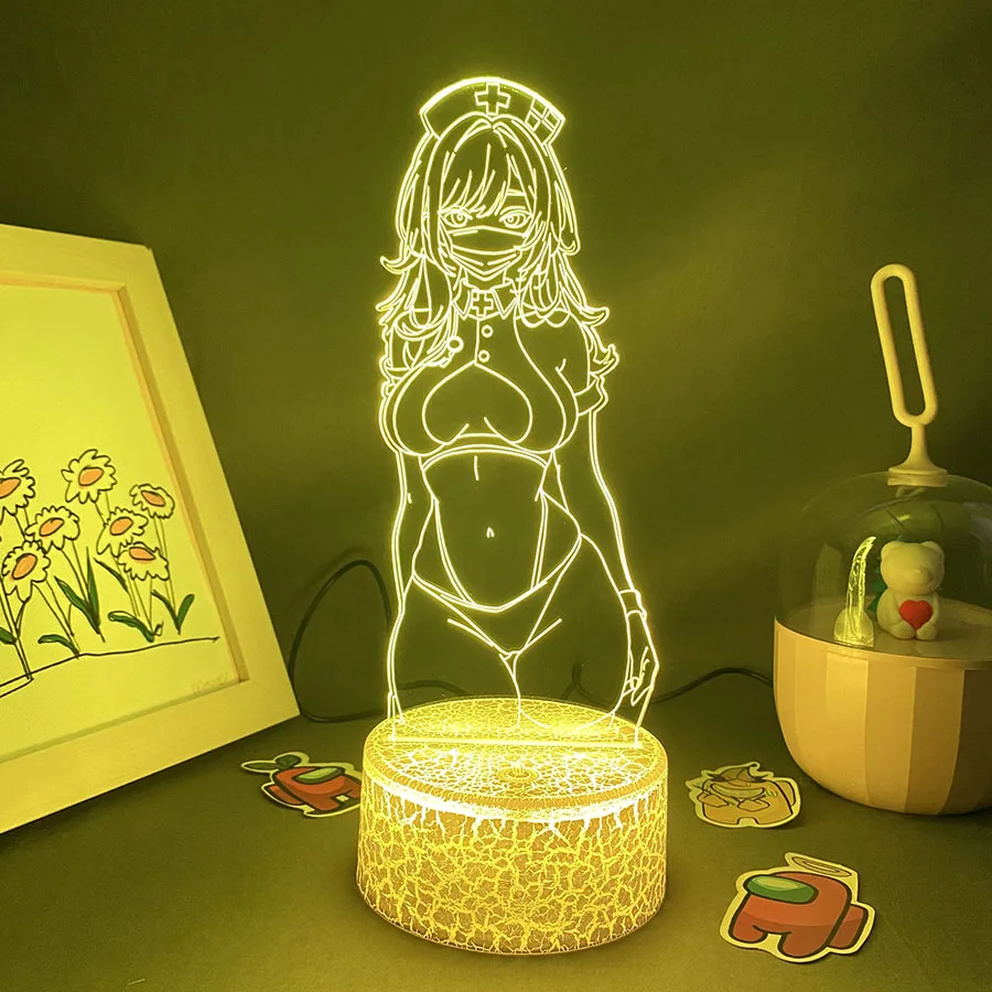 Imagem -05 - Mens Anime 3d Led Neon Night Lights Presente de Aniversário para o Amigo Otaku Quarto Decoração de Mesa Manga Lava Lâmpada Sexy Girl Game